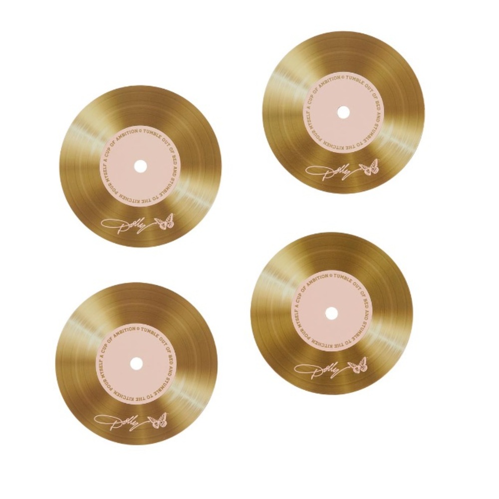 New Dolly Parton Round Gold Coasters 4Ct - Picture 3 of 4